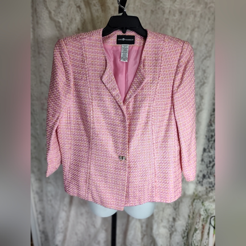 Sag Harbor Pink Tweed Jacket. NWOT